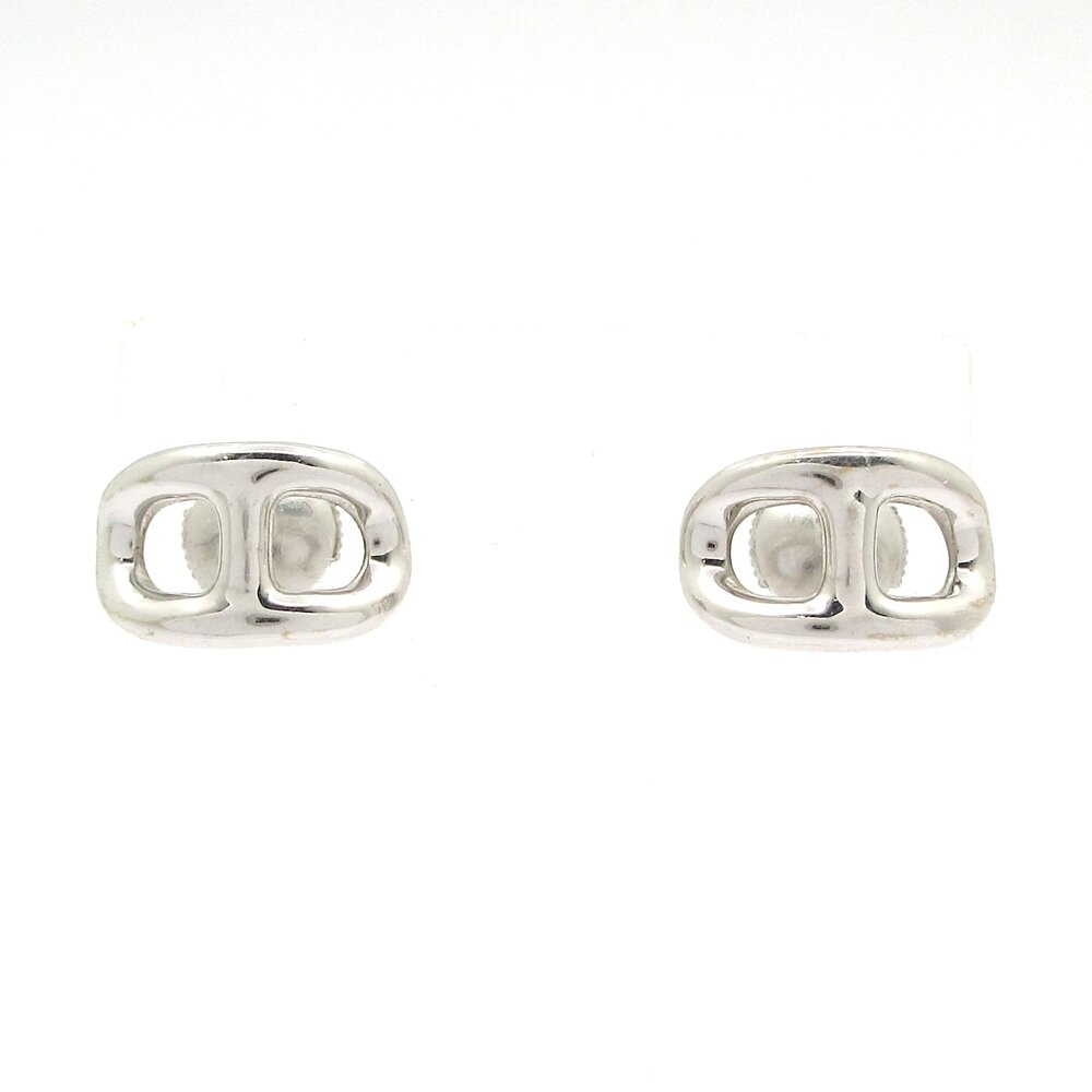 Hermès Chaine D'ancre Earrings Silver 18K White Gold Hardware